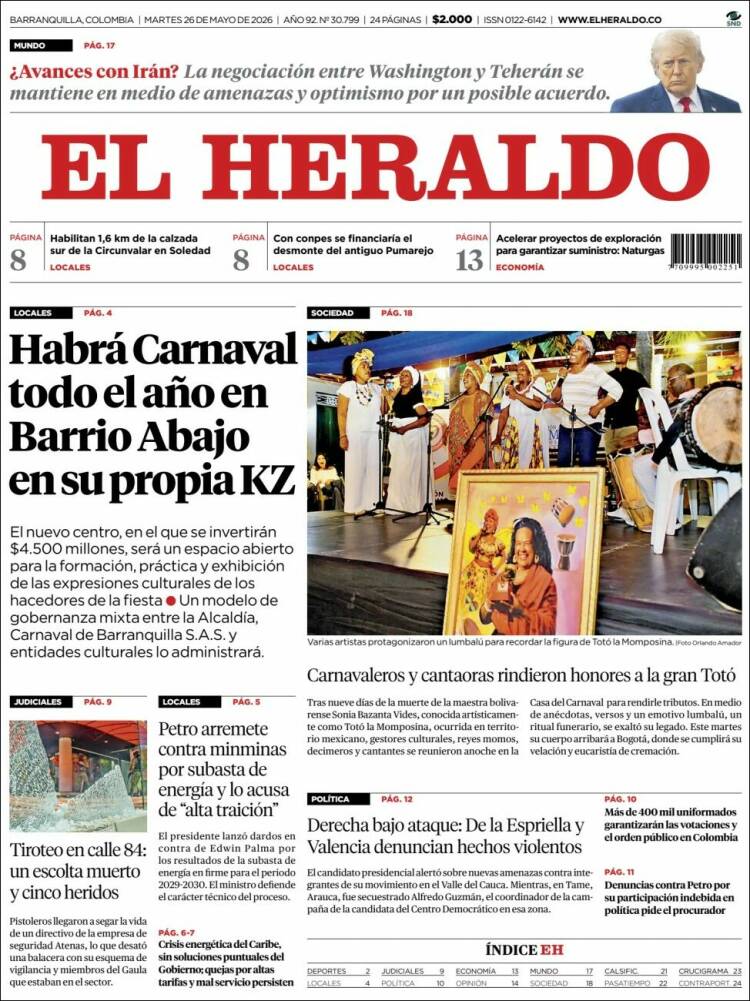 Portada de El Heraldo (Colombia)