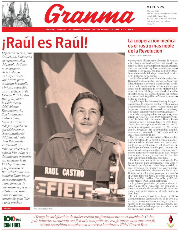 Portada de Granma (Cuba)