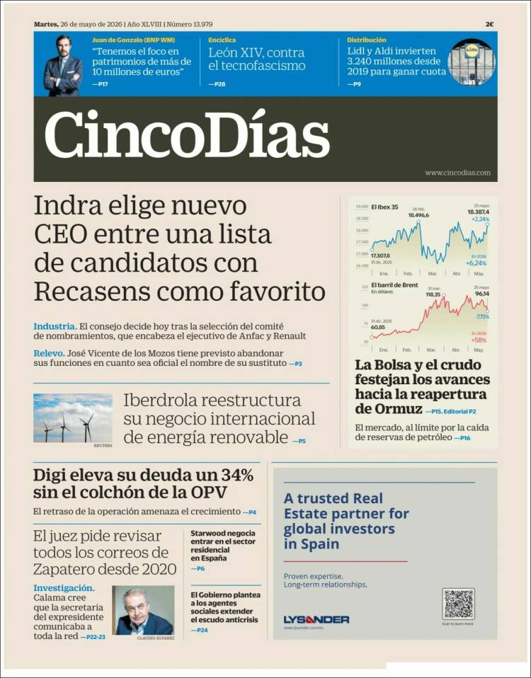 Portada de Cinco Días (Espa&ntilde;a)