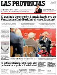 Portada de Las Provincias (Espa&ntilde;a)