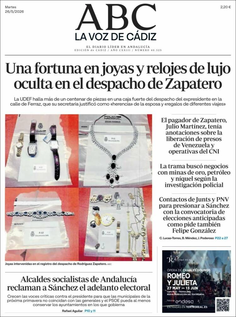 Portada de La Voz de Cádiz (Espa&ntilde;a)