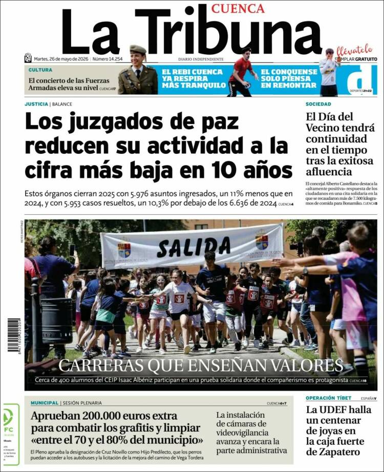 Portada de La Tribuna de Cuenca (Espa&ntilde;a)