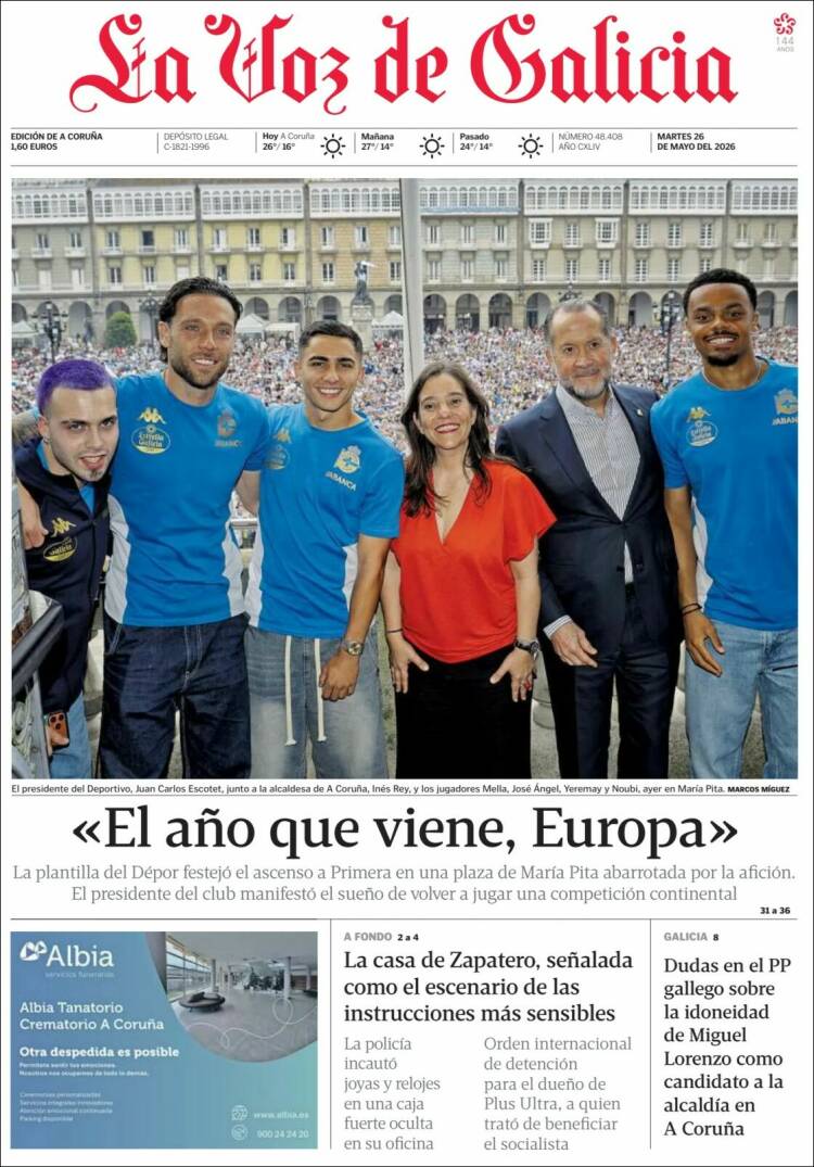 Portada de La Voz de Galicia (Espa&ntilde;a)