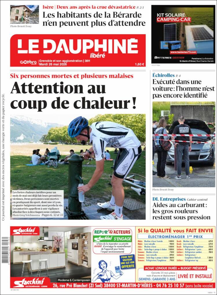 Portada de Le Dauphiné Libéré (Francia)