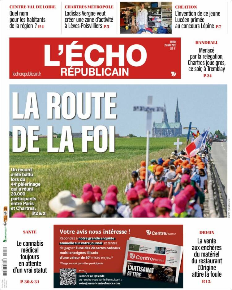 Portada de L'Echo Républicain (Francia)