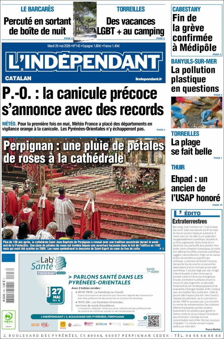 Portada de Le Indépendant (Francia)