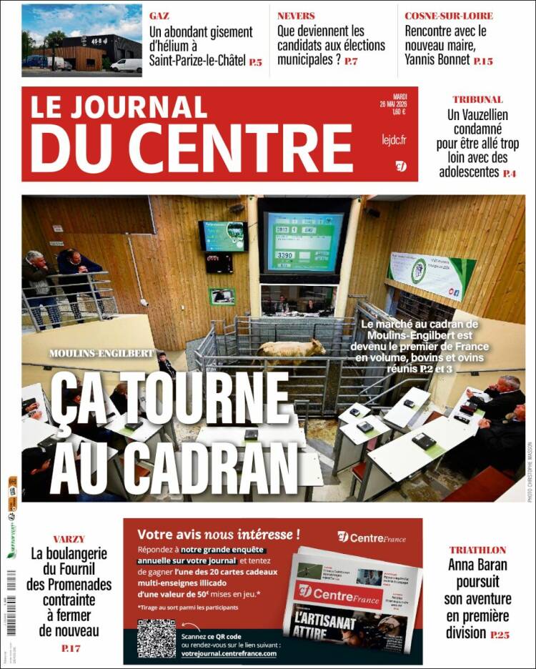Portada de Le Journal du Centre (Francia)