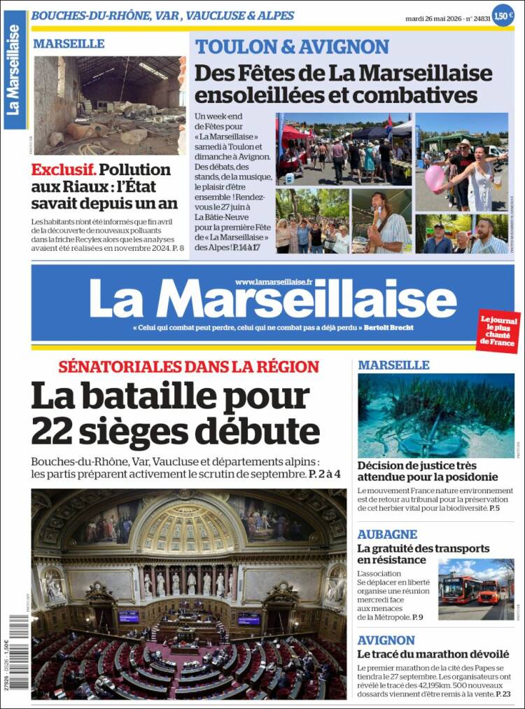 Portada de La Marseillaise (Francia)