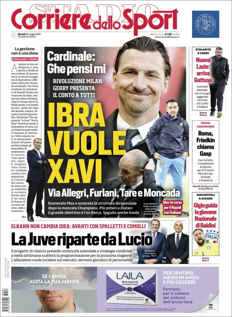 Portada de Corriere dello Sport (Italia)