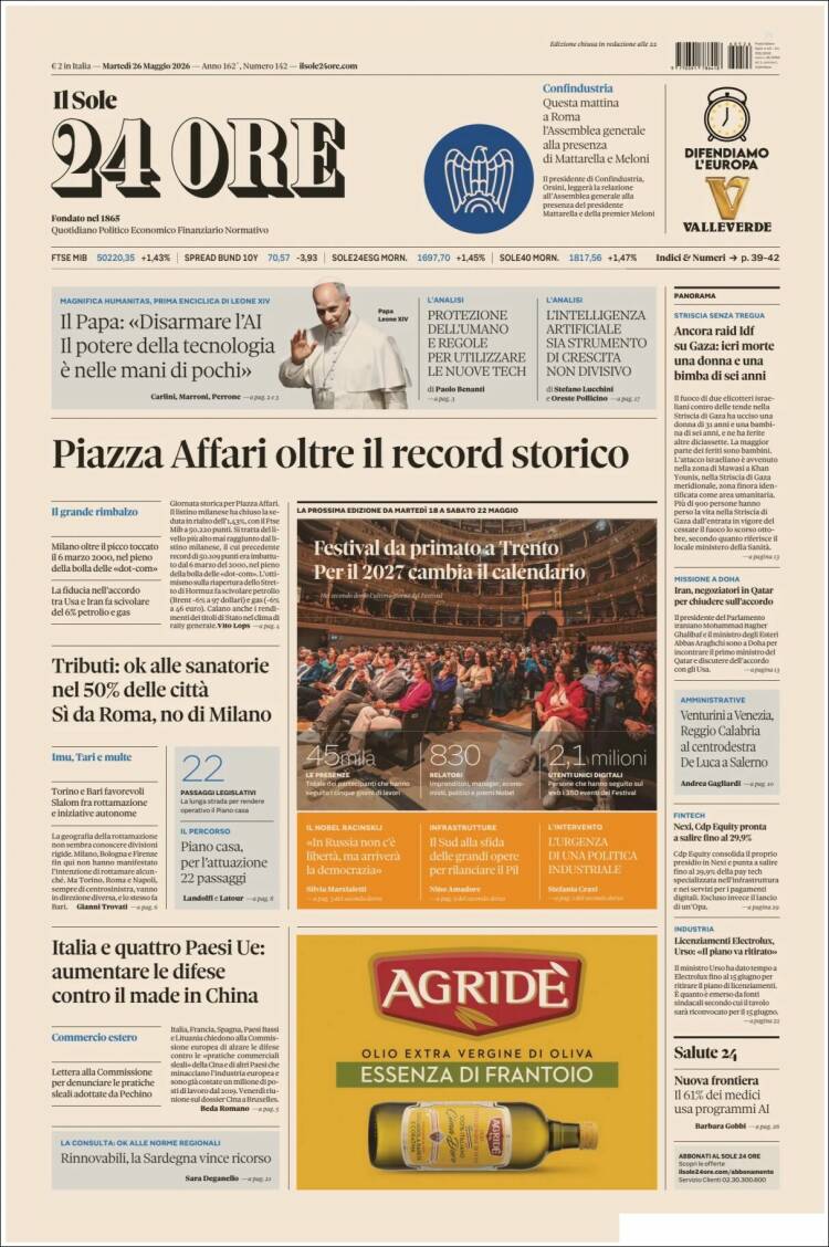 Portada de Il Sole 24 ORE (Italia)