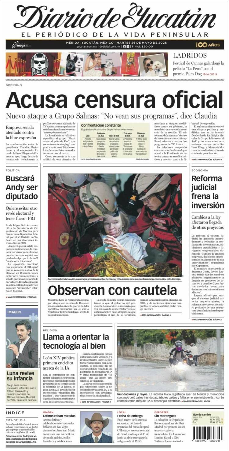 Portada de Diario de Yucatán (M&eacute;xico)