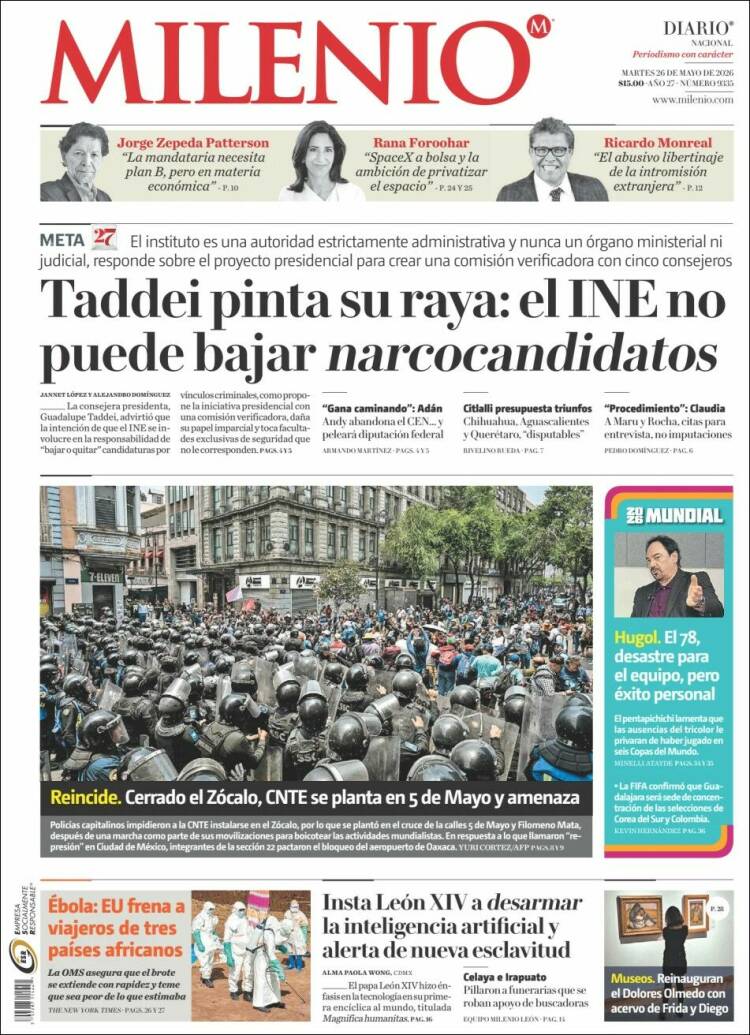 Portada de Milenio (M&eacute;xico)