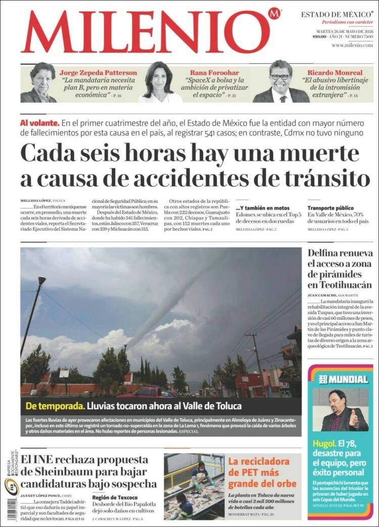 Portada de Milenio - Estado de México (M&eacute;xico)