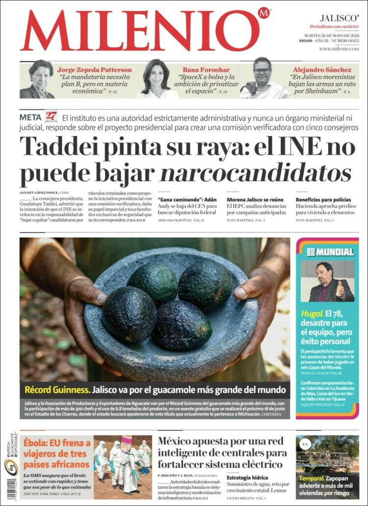 Portada de Milenio - Jalisco (M&eacute;xico)