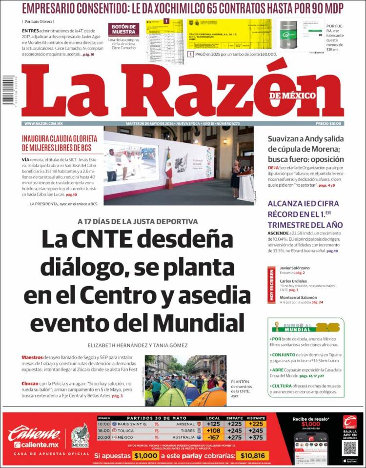 Portada de La Razón (M&eacute;xico)