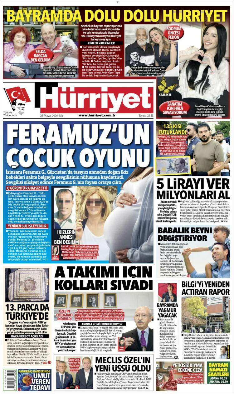 Portada de Hürriyet (Turqu&iacute;a)