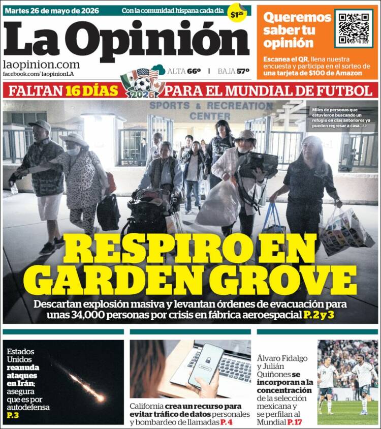 Portada de La Opinión (USA)