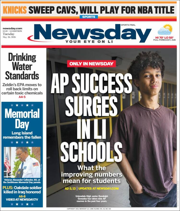 Portada de Newsday (USA)