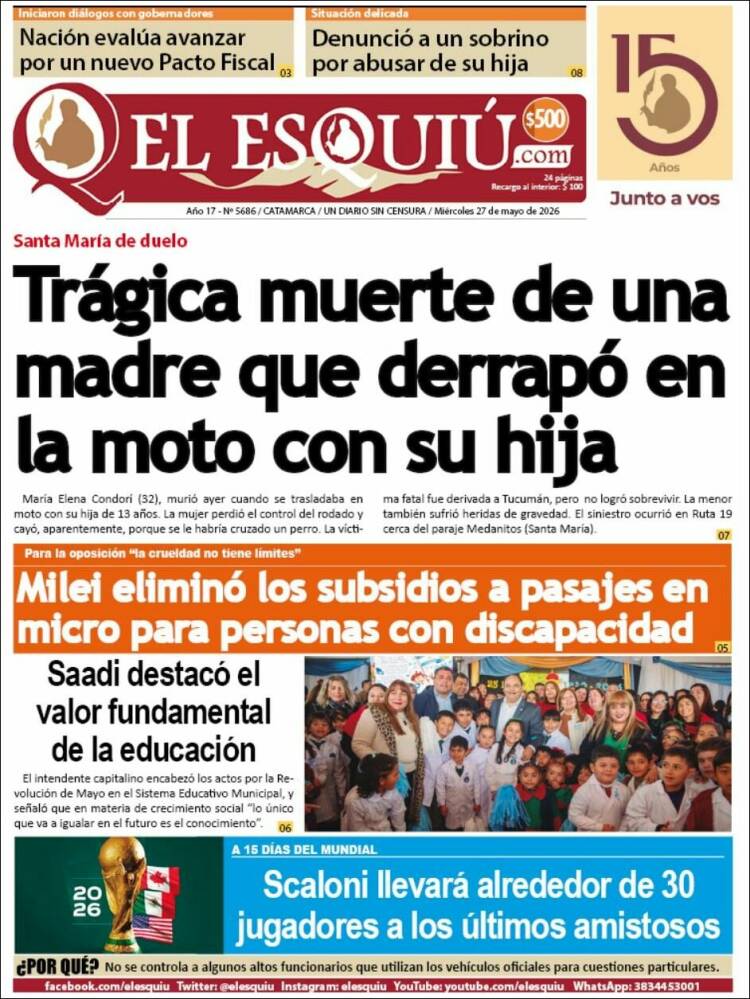 Portada de El Esquiu (Argentina)