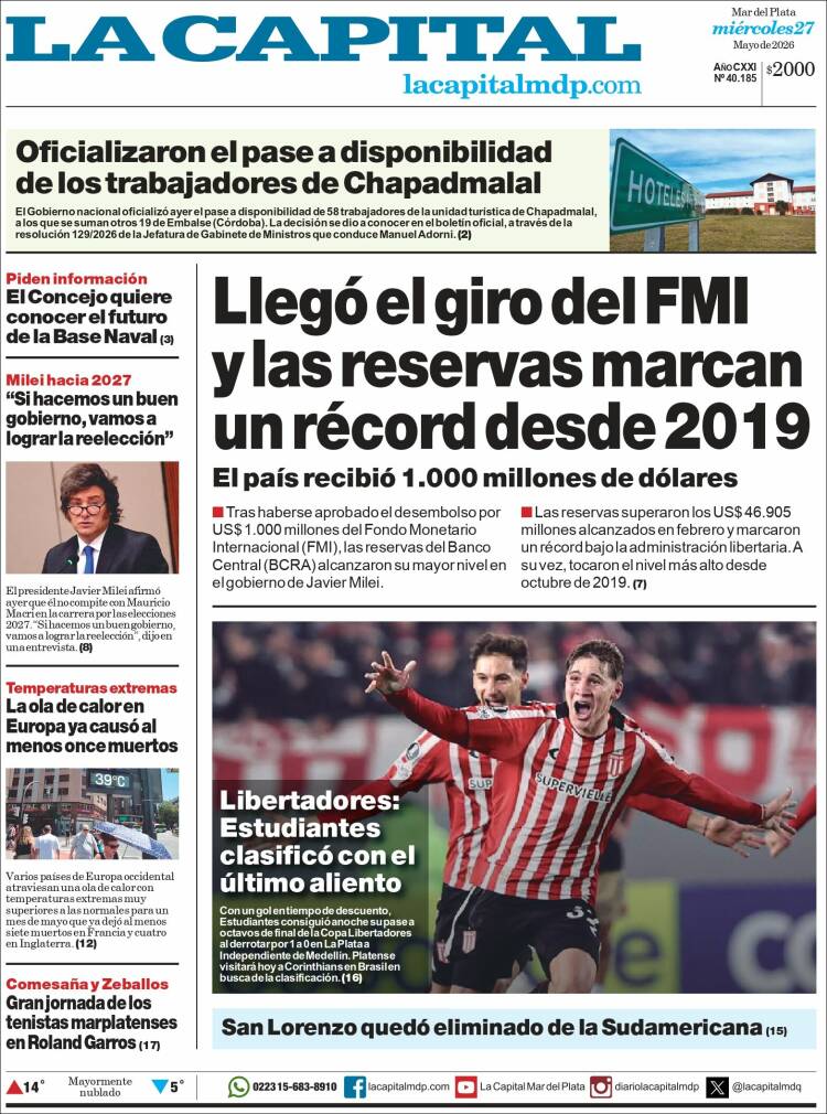 Portada de Diario La Capital - Mar del Plata (Argentina)