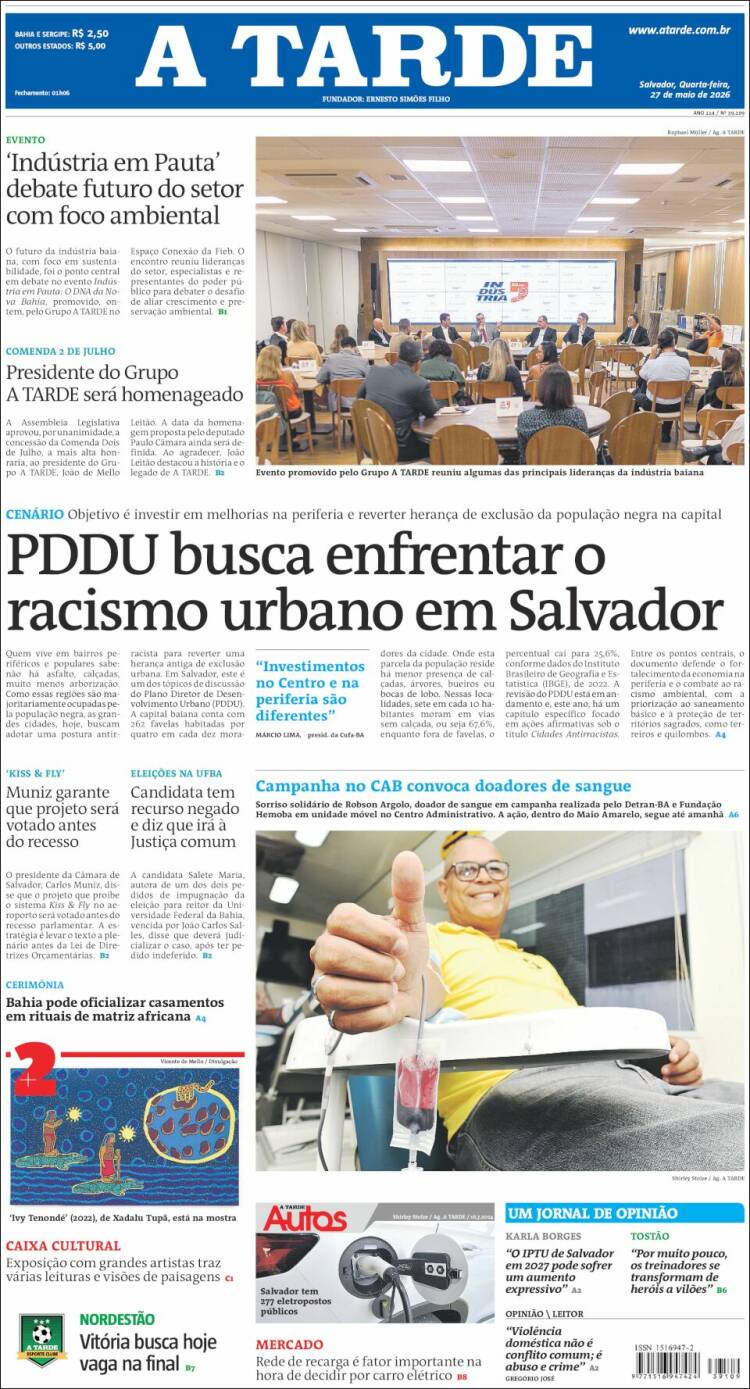 Portada de Diário A Tarde (Brasil)