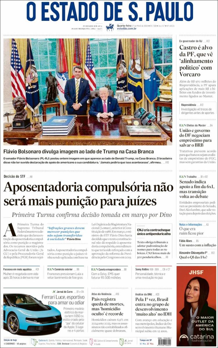 Portada de O Estado de São Paulo (Brasil)