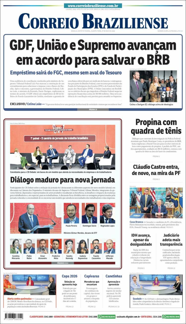 Portada de Correio Braziliense (Brasil)