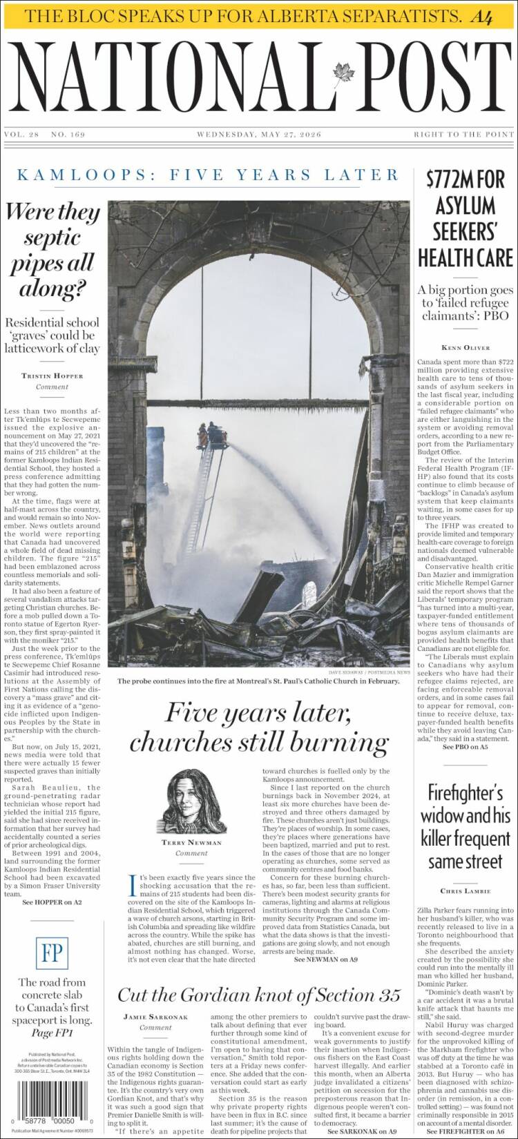 Portada de The National Post (Canad&aacute;)