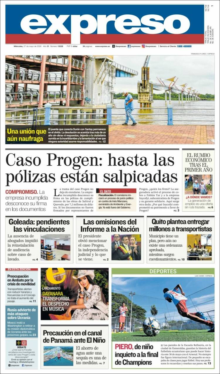 Portada de Expreso (Ecuador)