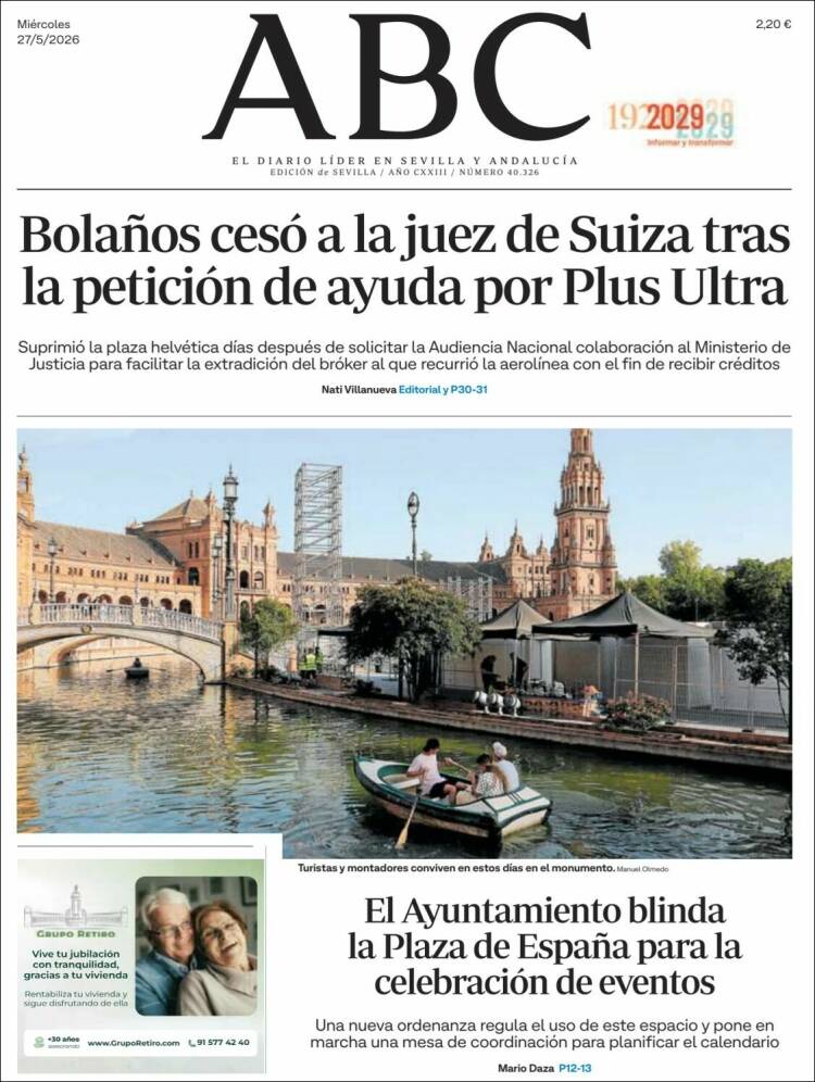 Portada de ABC - Sevilla (Espa&ntilde;a)