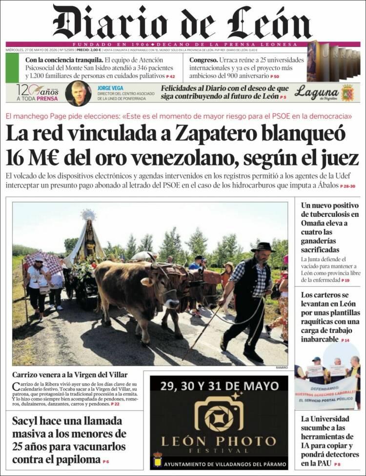 Portada de Diario de León (Espa&ntilde;a)