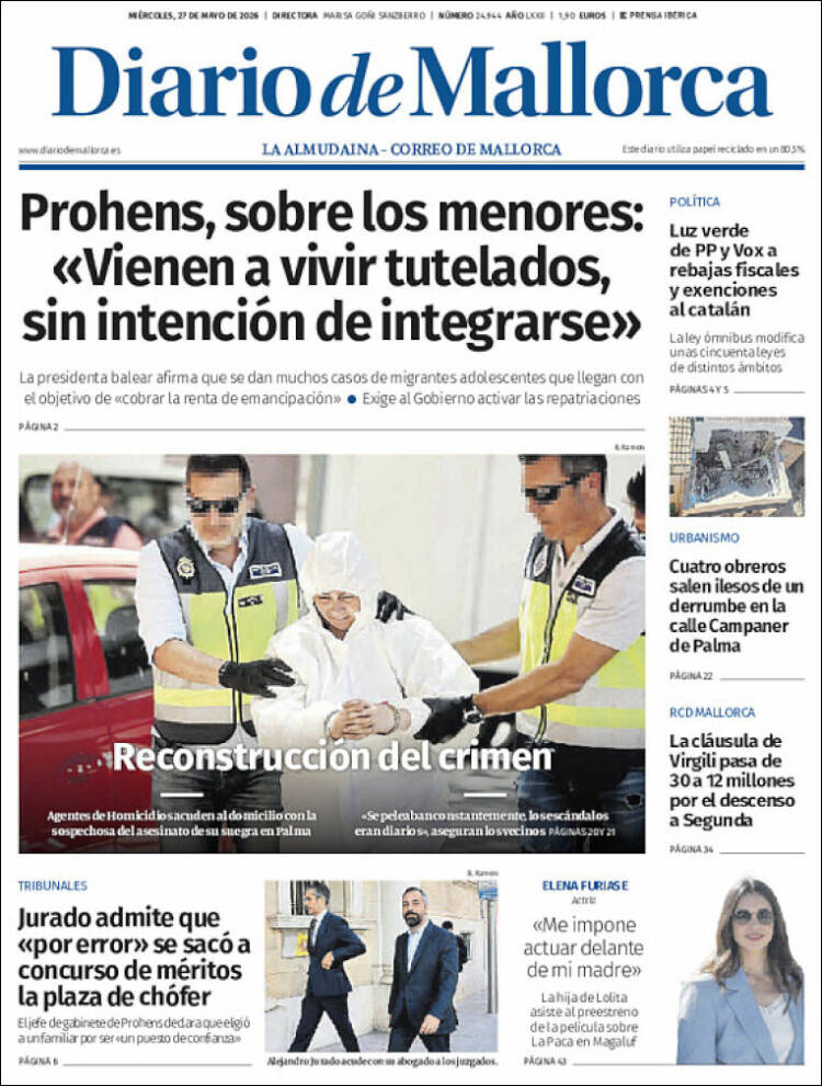 Portada de Diario de Mallorca (Espa&ntilde;a)