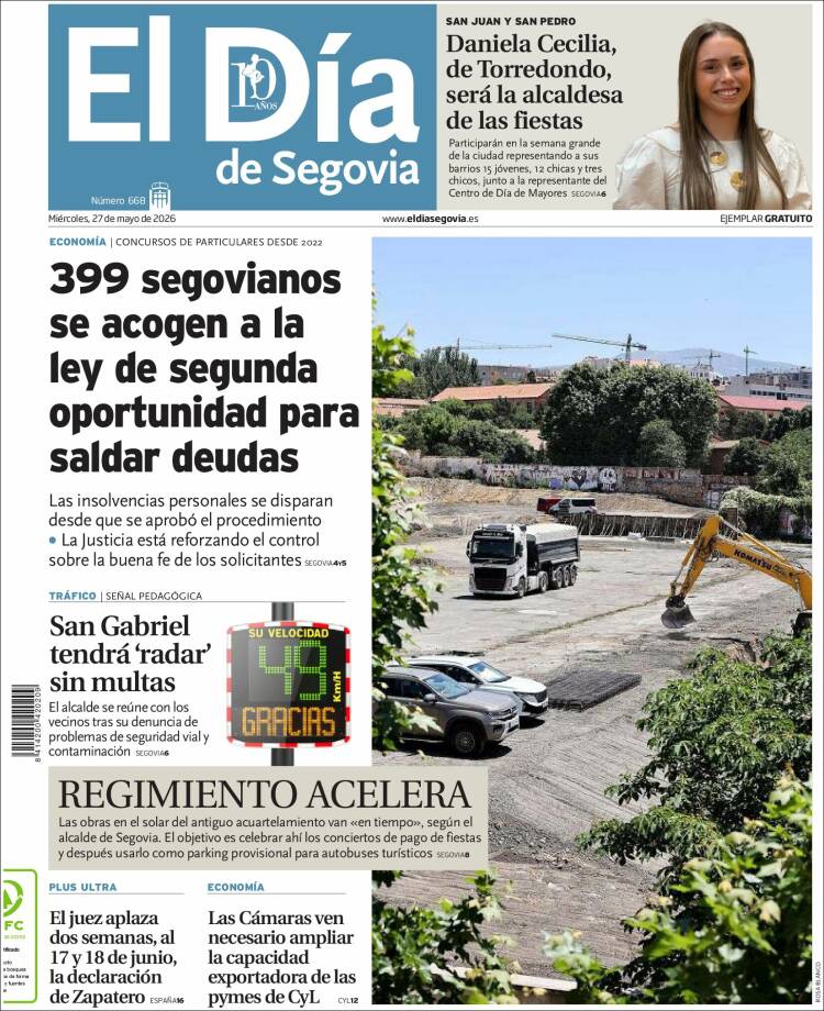 Portada de El Día de Segovia (Espa&ntilde;a)