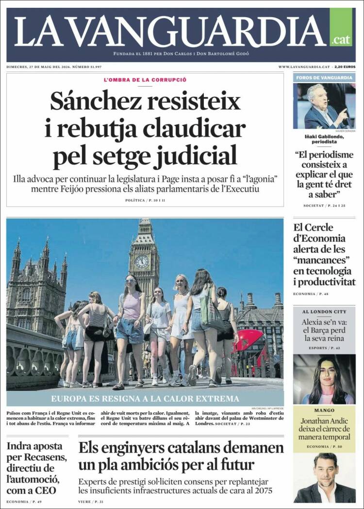 Portada de La Vanguardia (Espa&ntilde;a)