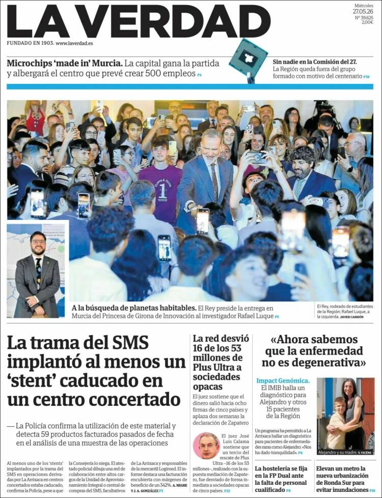 Portada de La Verdad de Murcia (Espa&ntilde;a)