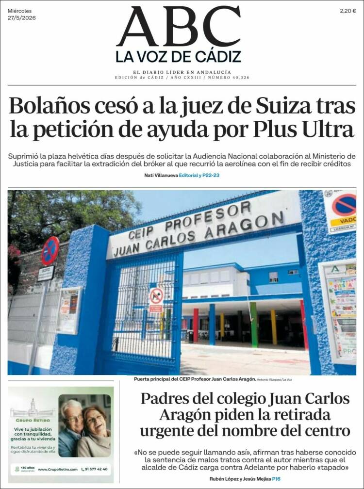 Portada de La Voz de Cádiz (Espa&ntilde;a)