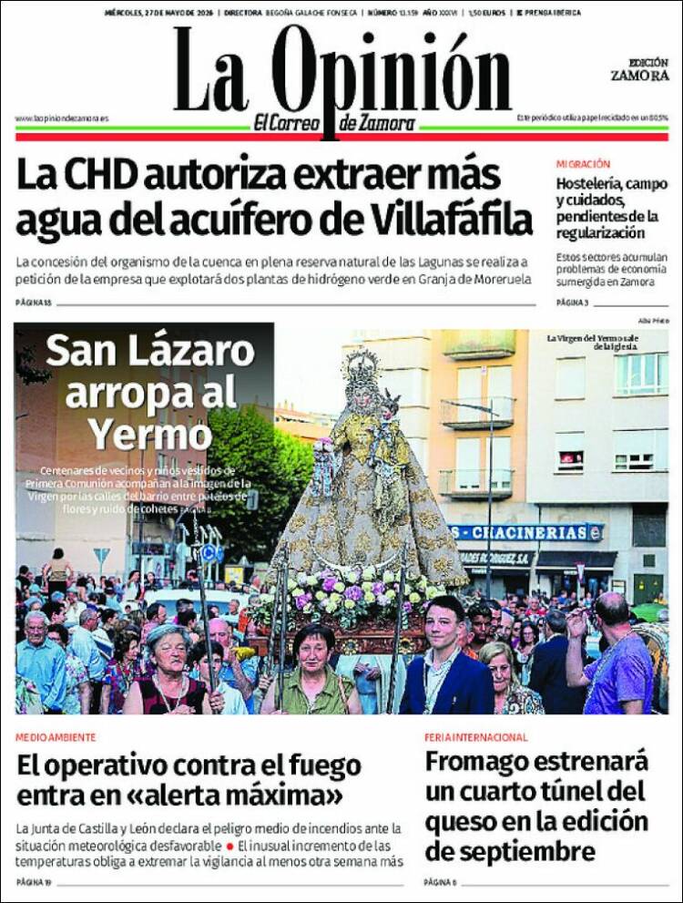Portada de La Opinión - El Correo de Zamora (Espa&ntilde;a)