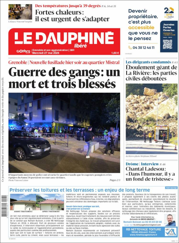 Portada de Le Dauphiné Libéré (Francia)