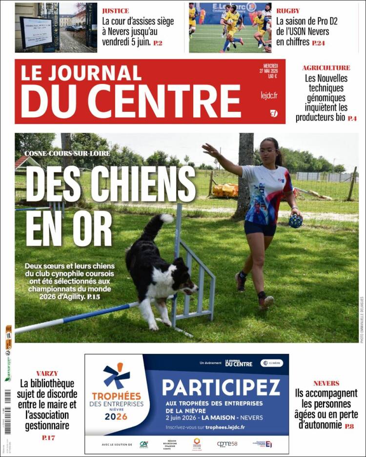 Portada de Le Journal du Centre (Francia)