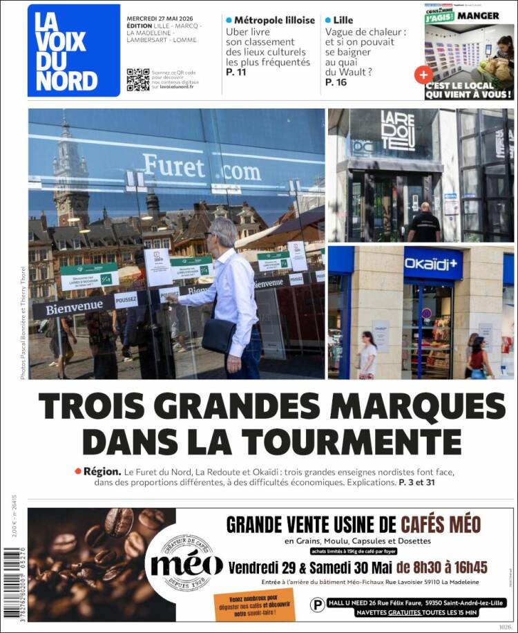 Portada de La Voix du Nord (Francia)