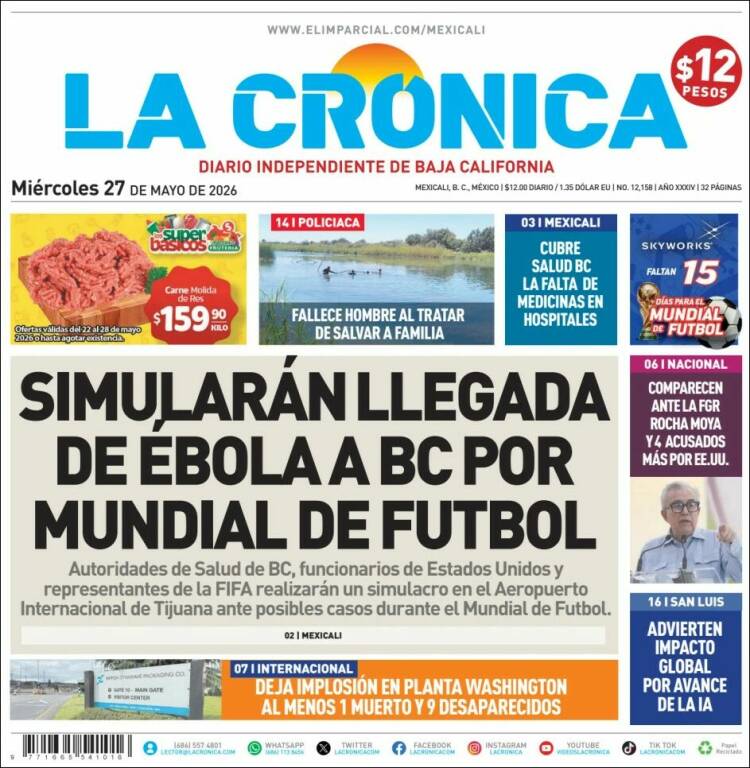 Portada de La Crónica de Baja California (M&eacute;xico)