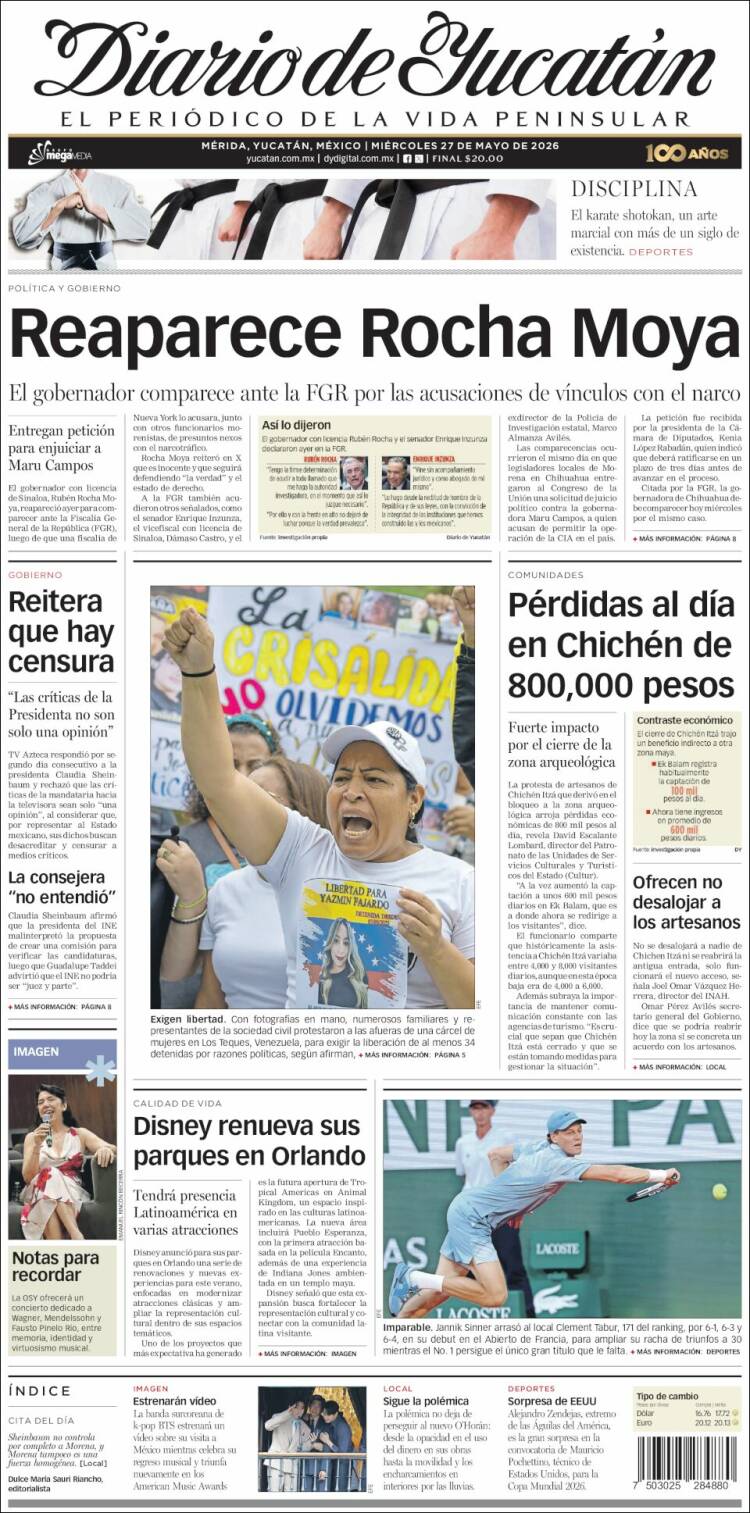 Portada de Diario de Yucatán (M&eacute;xico)