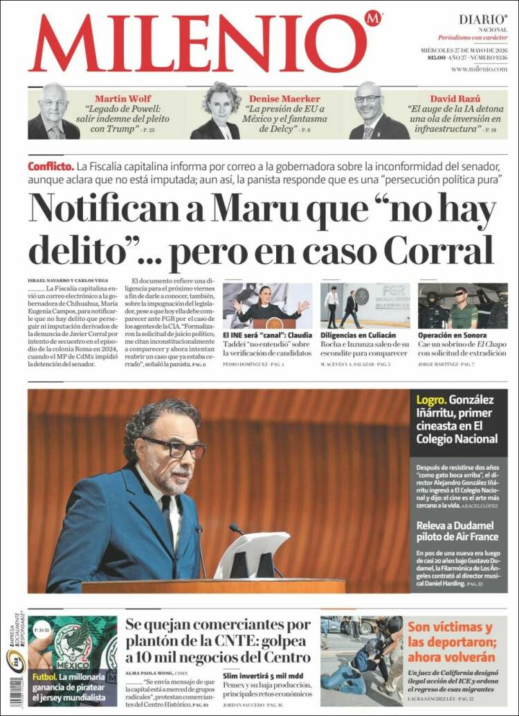 Portada de Milenio (M&eacute;xico)