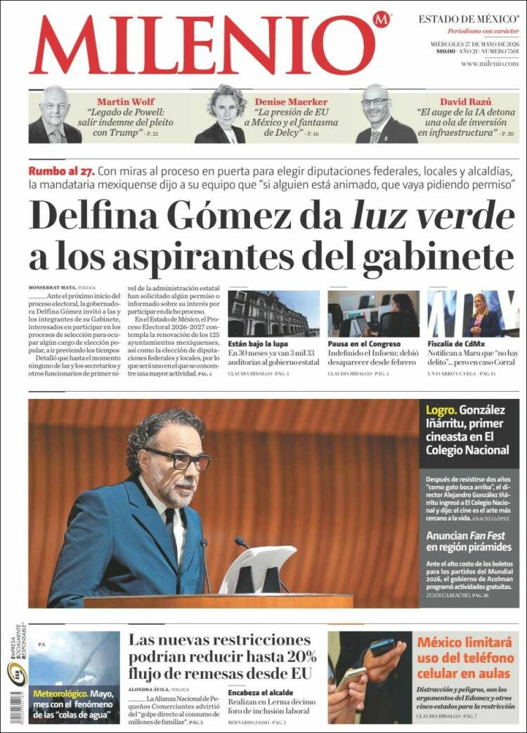 Portada de Milenio - Estado de México (M&eacute;xico)