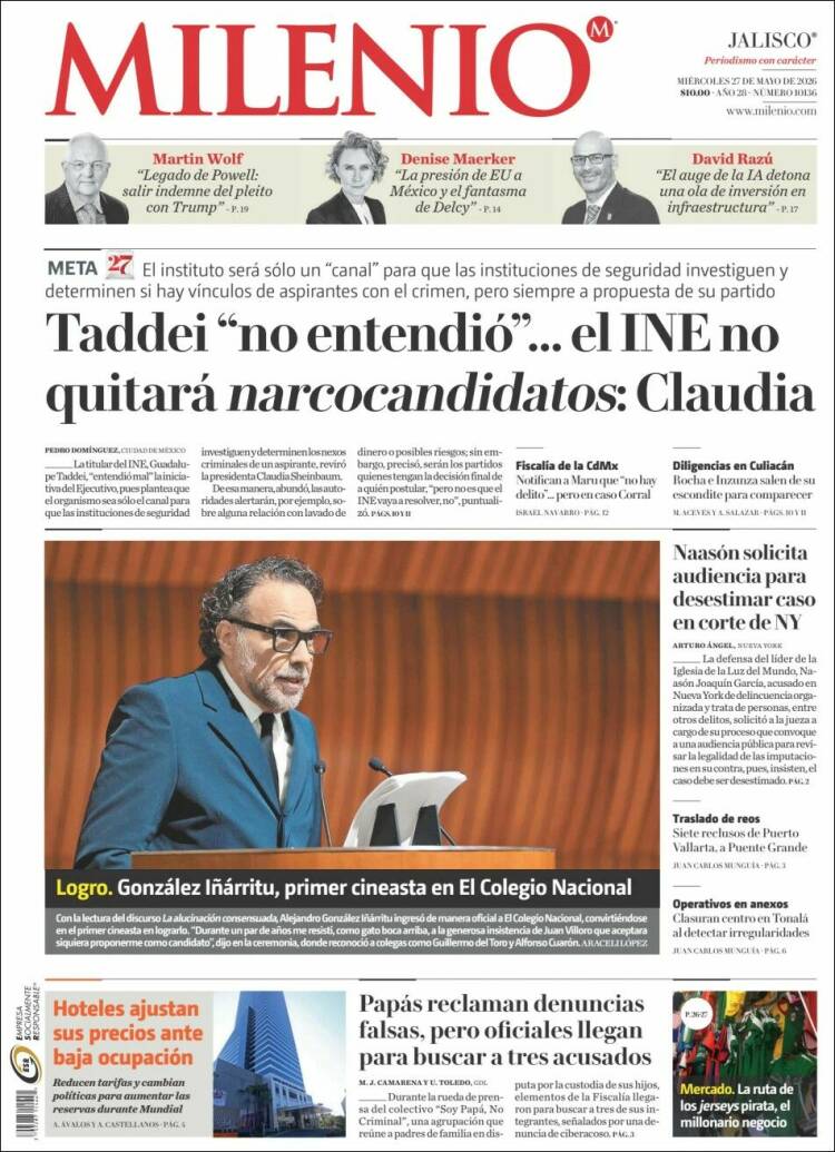 Portada de Milenio - Jalisco (M&eacute;xico)