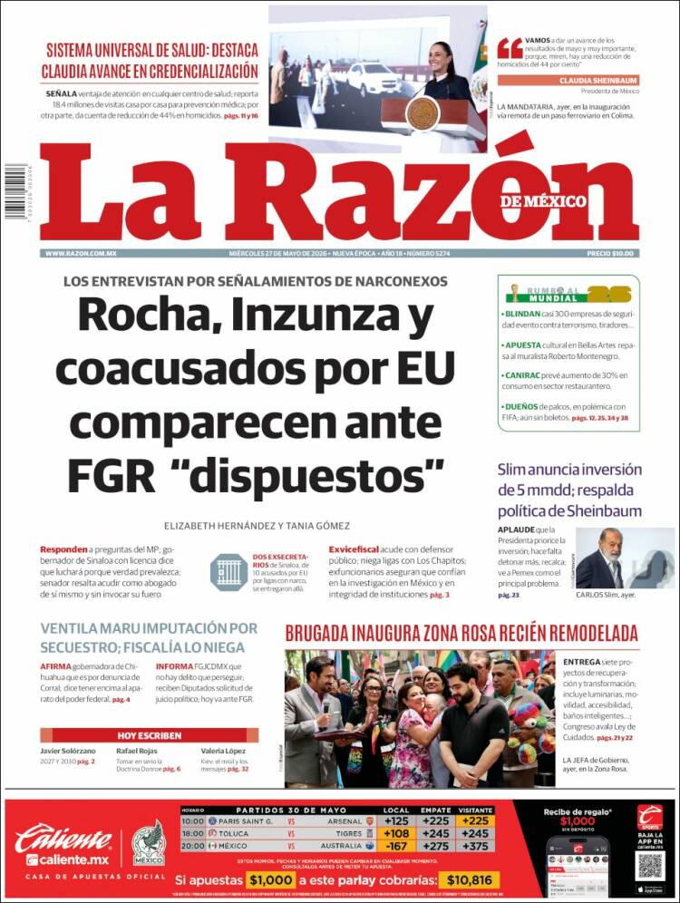 Portada de La Razón (M&eacute;xico)