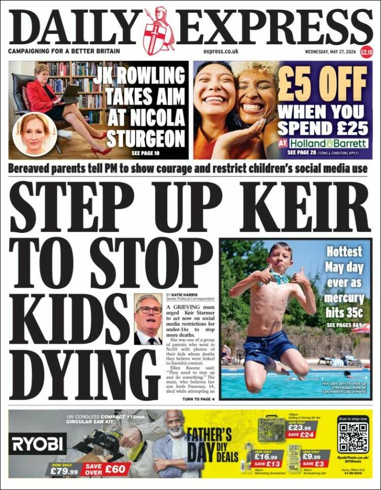 Portada de Daily Express (Reino Unido)