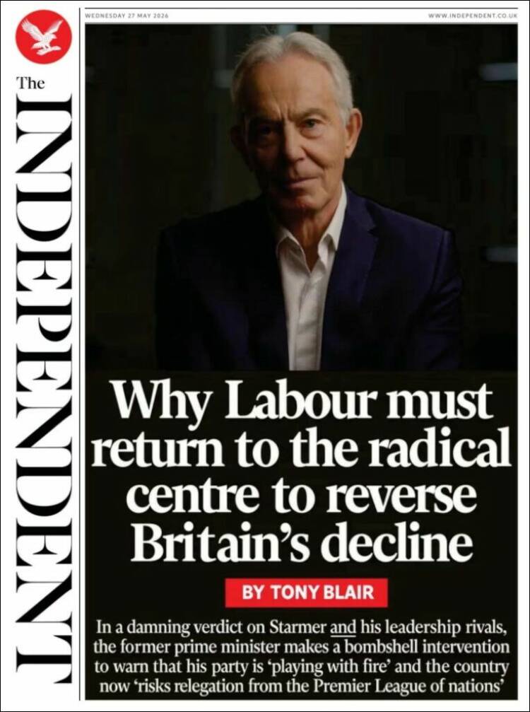 Portada de The Independent (Reino Unido)