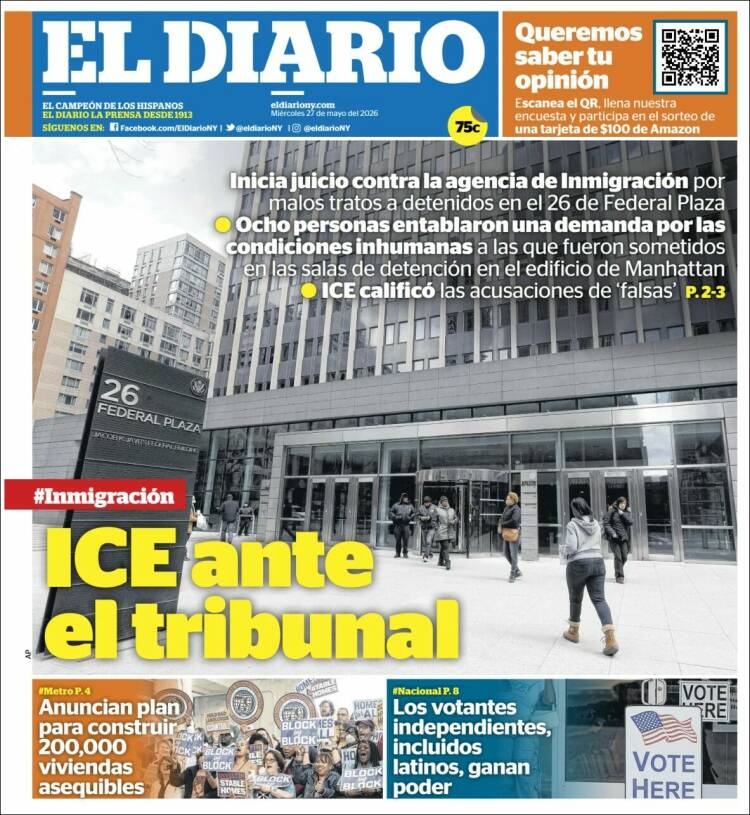 Portada de El Diario NY (USA)