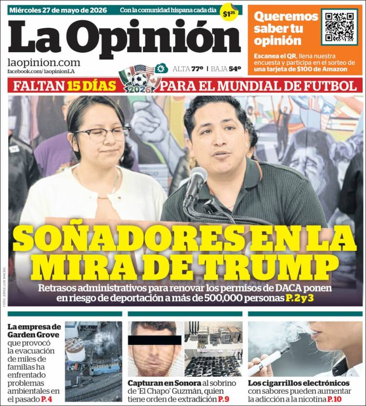 Portada de La Opinión (USA)